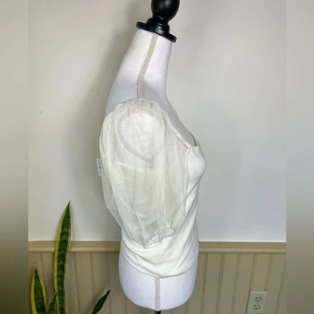 NWT Free People Puff Sleeve Ivory Top Intimately S Romantic Balletcore
